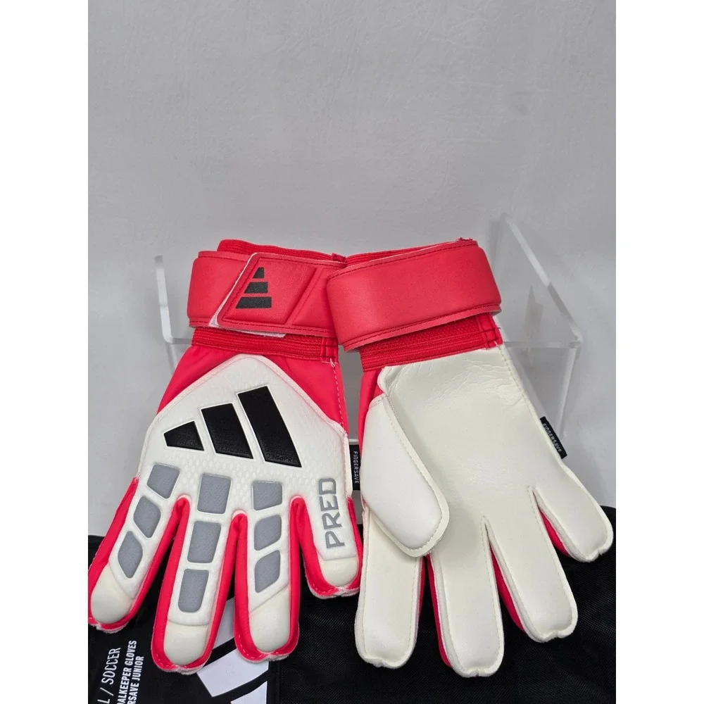 Adidas Predator Match Fingersave Junior Goalkeeper Gloves Red White KA7790 Sz 5